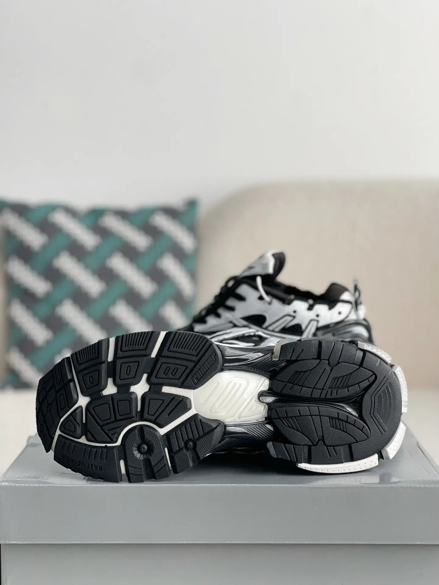 Balenciaga Men’s Runner Sneakers in White/Black