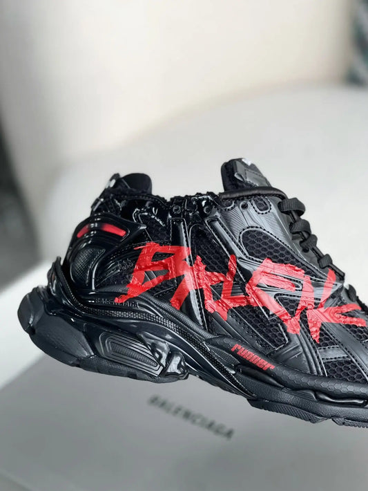 Balenciaga Menβs Runner Graffiti Sneakers in Black