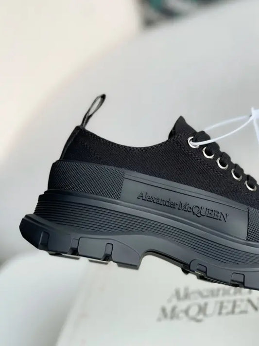 Alexander McQueen Tread Slick Lace Up Black Sneakers