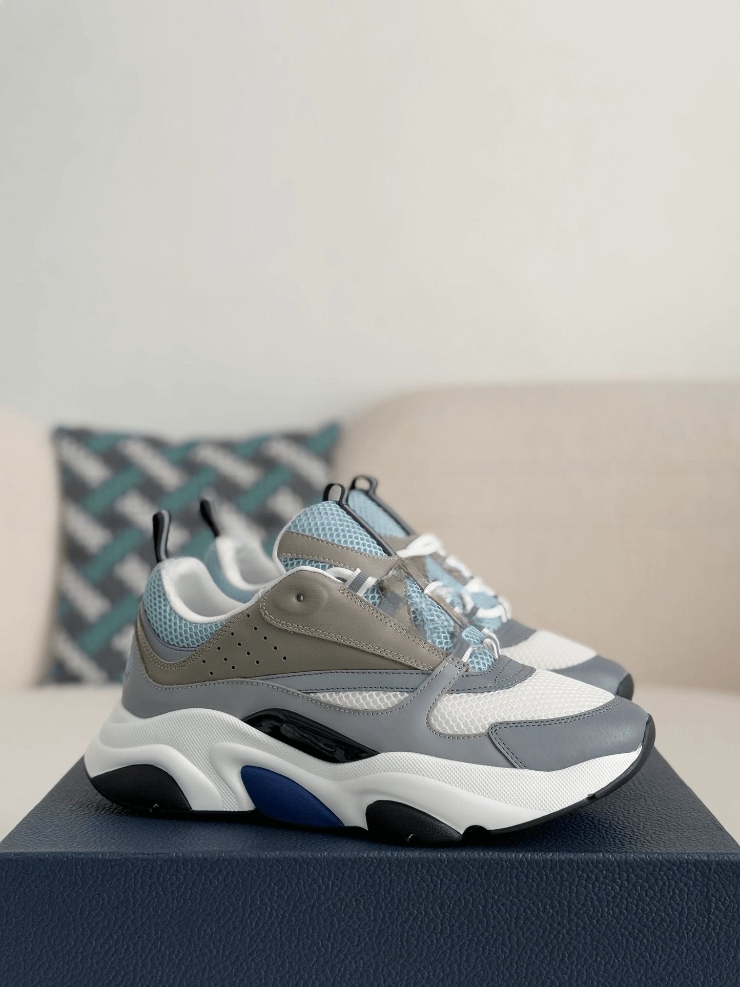 Dior B22 White Blue Grey Reflective Sneaker