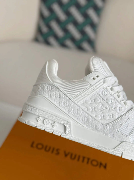 Louis Vuitton LV Trainer Sneaker in White Embossed Monogram