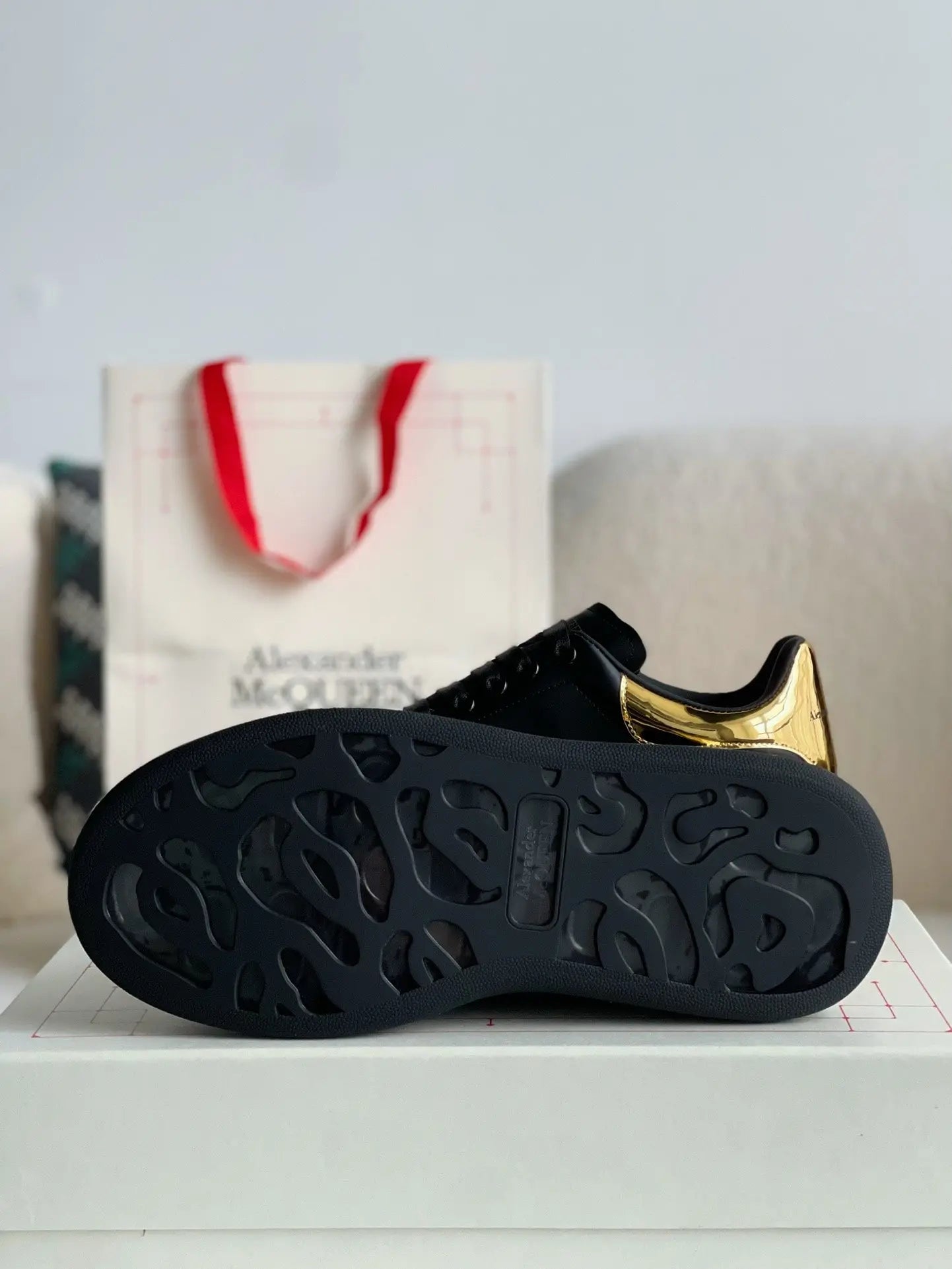 Alexander McQueen Oversized Black Gold Sneakers