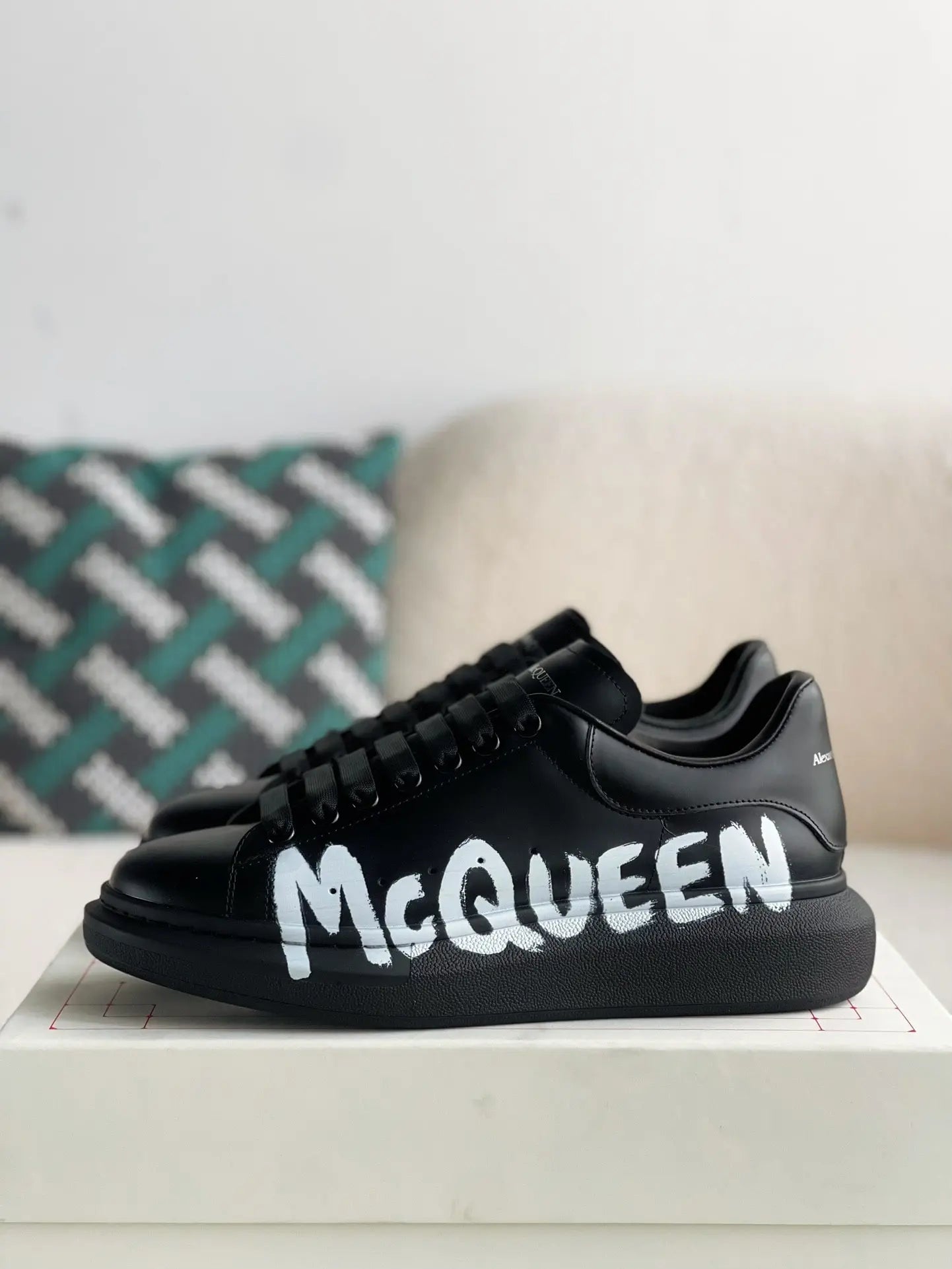 Alexander McQueen Oversized Graffiti Black White Sneakers