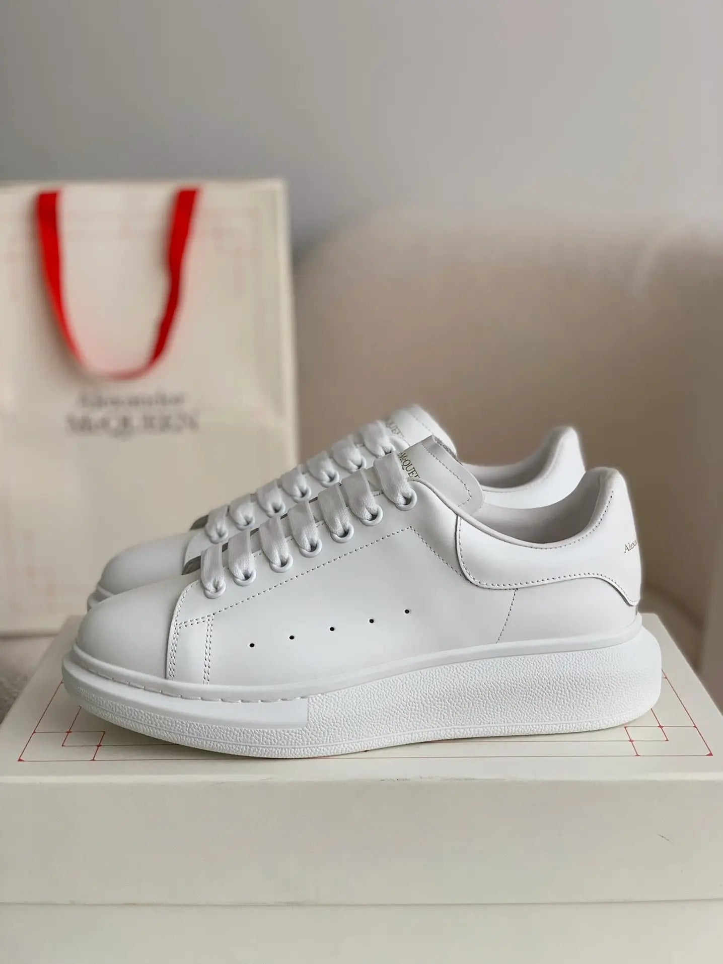 Designer White Alexander McQueen Oversized Sneakers