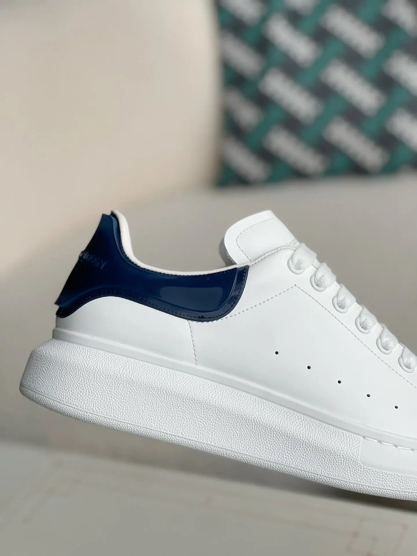 Alexander McQueen Oversized White Navy Blue Sneakers