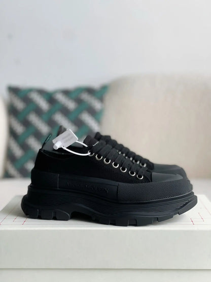 Alexander McQueen Tread Slick Lace Up Black Sneakers