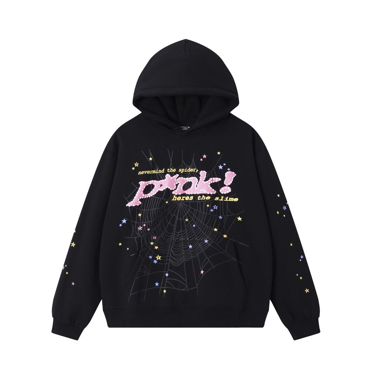 Sp5der-Pink Hoodie Black