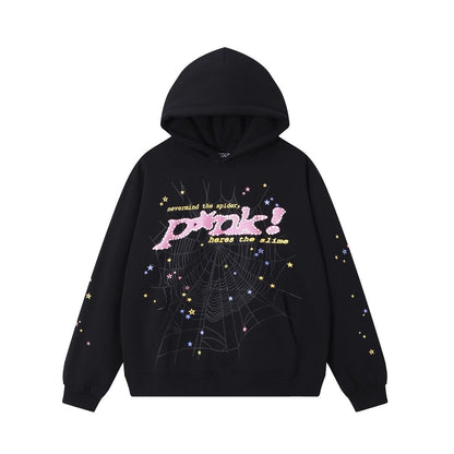 Sp5der-Pink Hoodie Black