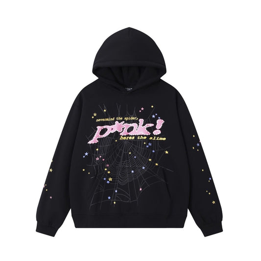 Sp5der-Pink Hoodie Black