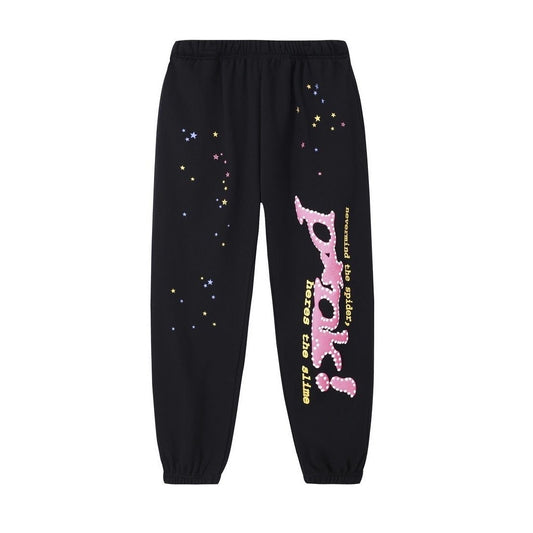 Sp5der-Pink Pants Black