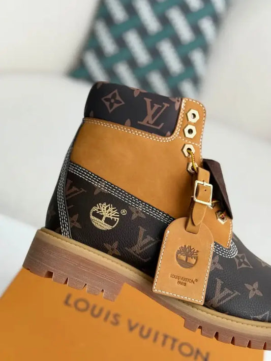 LV x Timberland Wheat Monogram Custom Boot