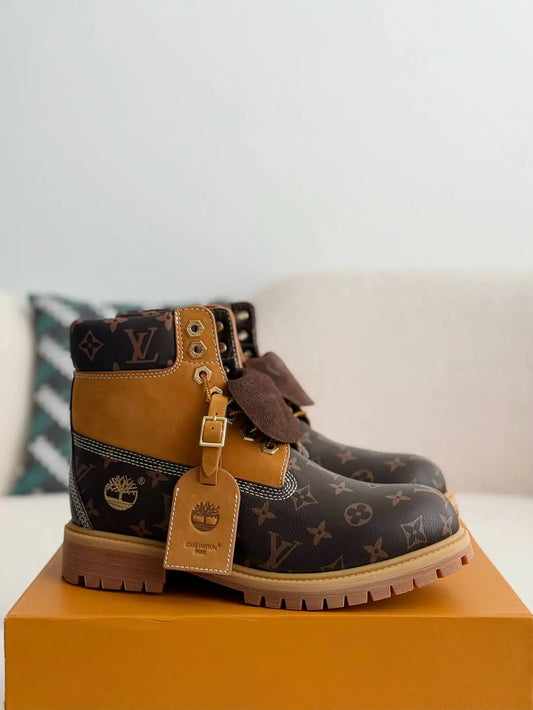LV x Timberland Wheat Monogram Custom Boot