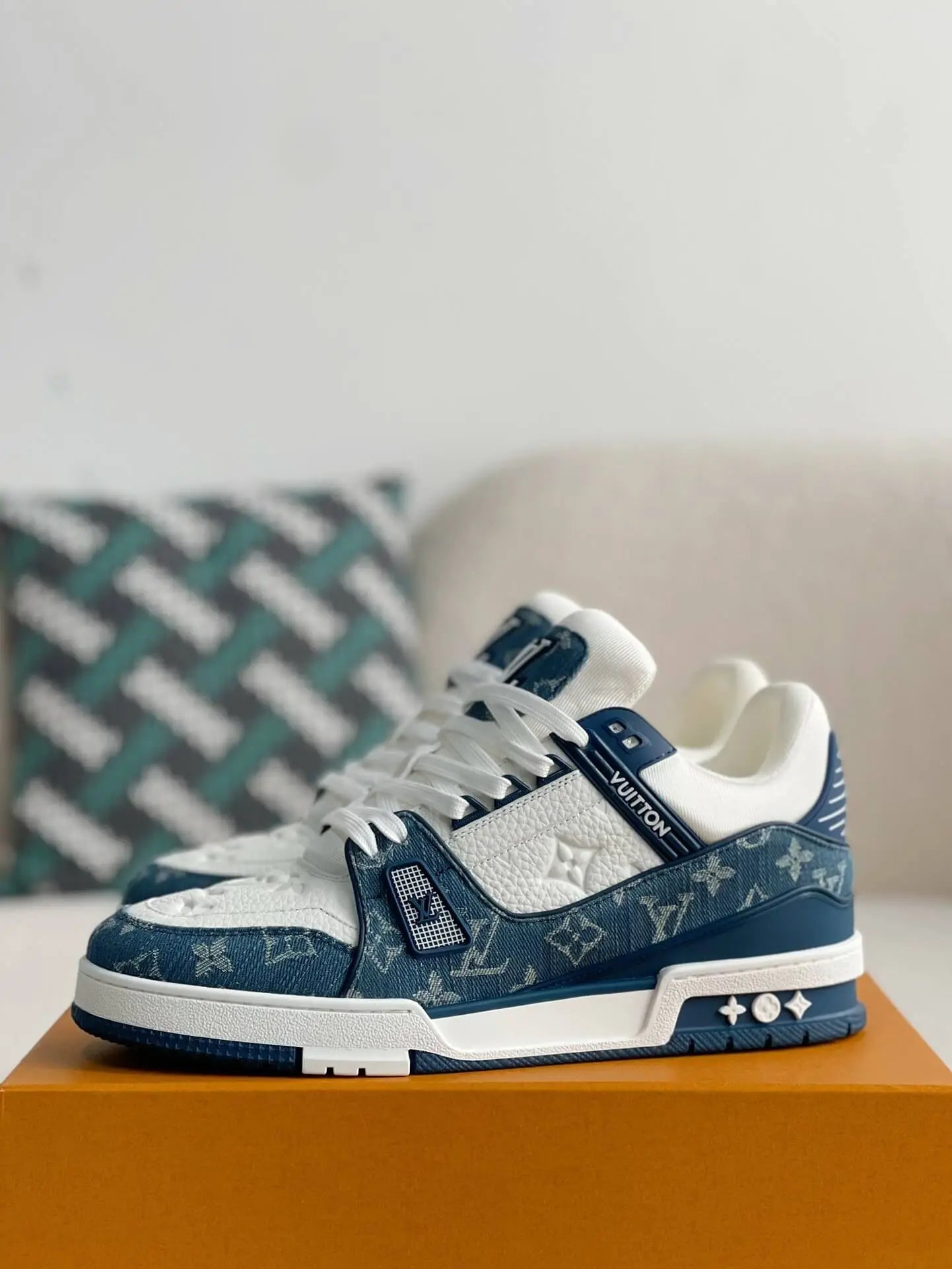 Louis Vuitton LV Monogram White Blue Denim Sneaker