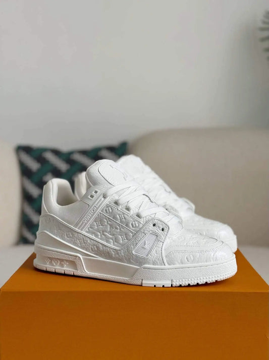 Louis Vuitton LV Trainer Sneaker in White Embossed Monogram